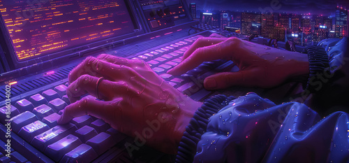 Closeup of hands typing code, highlighting dedication and meticulousness
