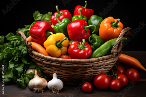 Basket of varied and colorful vegetables for healthy eating