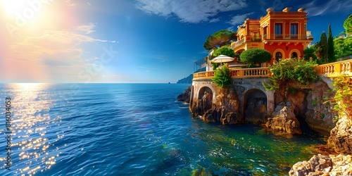 Luxurious villa with panoramic views along Italys stunning Amalfi Coast. Concept Luxury Travel  Amalfi Coast  Villa Rental  Panoramic Views  Italy
