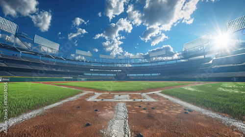 MLB arena pitch in a blue sky afternoon photo