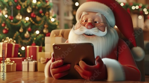 virtual santa jolly st nick shopping online with ai assistance 3d render photo