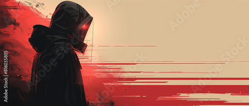 A shadowy figure attempting to hack into a glowing network, representing cyber threats