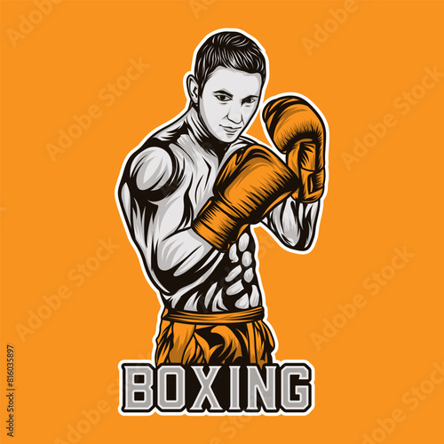 Boxing Vector Logo, Kick Boxing Illustration Graphic