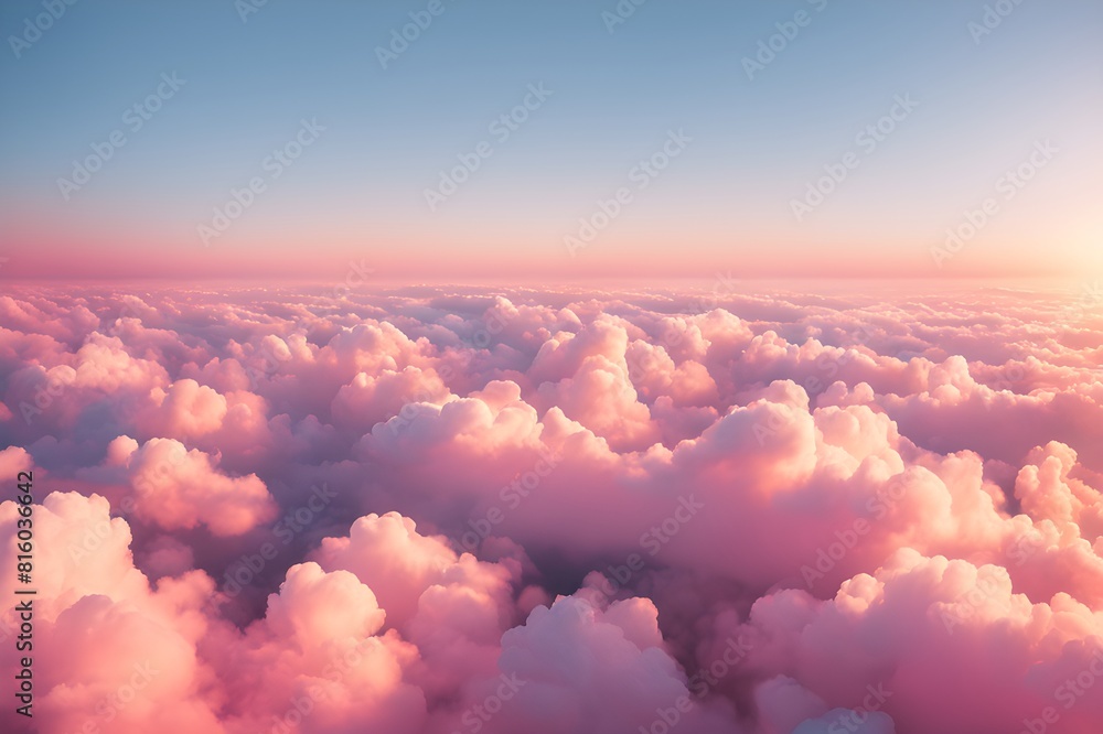 Beautiful Aerial View Above Pink Clouds at Sunset Background Beautiful Aerial View Above Pink Clouds at Sunset Background