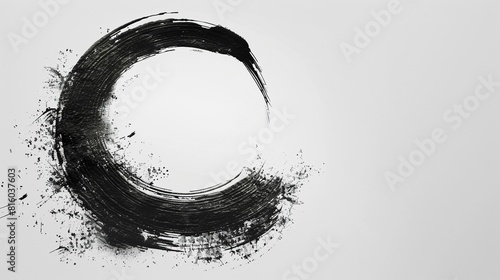 Enso zen circle in Japanese style, created with black ink on white background 8K , high-resolution, ultra HD,up32K HD photo