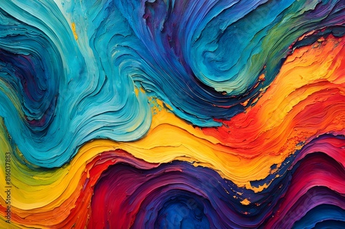 Colorful Abstract Background with Modern Motif and Oil Paint Mixtures