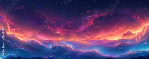 A cosmic dreamscape where galaxies collide and stars are born  their light painting mesmerizing patterns across the vast expanse of space.   illustration.