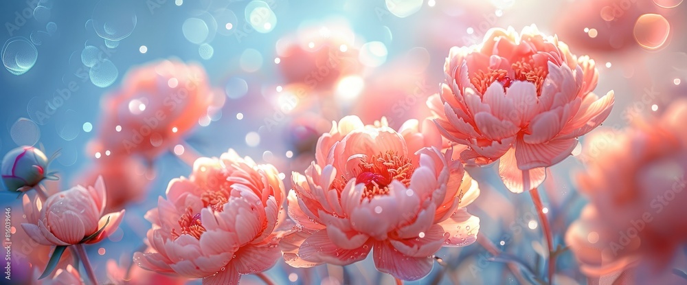 Peonies Flowers Background Toned In The Color Of The Year, Very Peri, Birthday Background