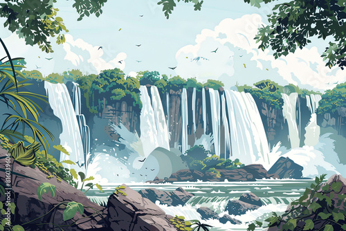 Iguazu Falls Illustration for Art Prints and Decor