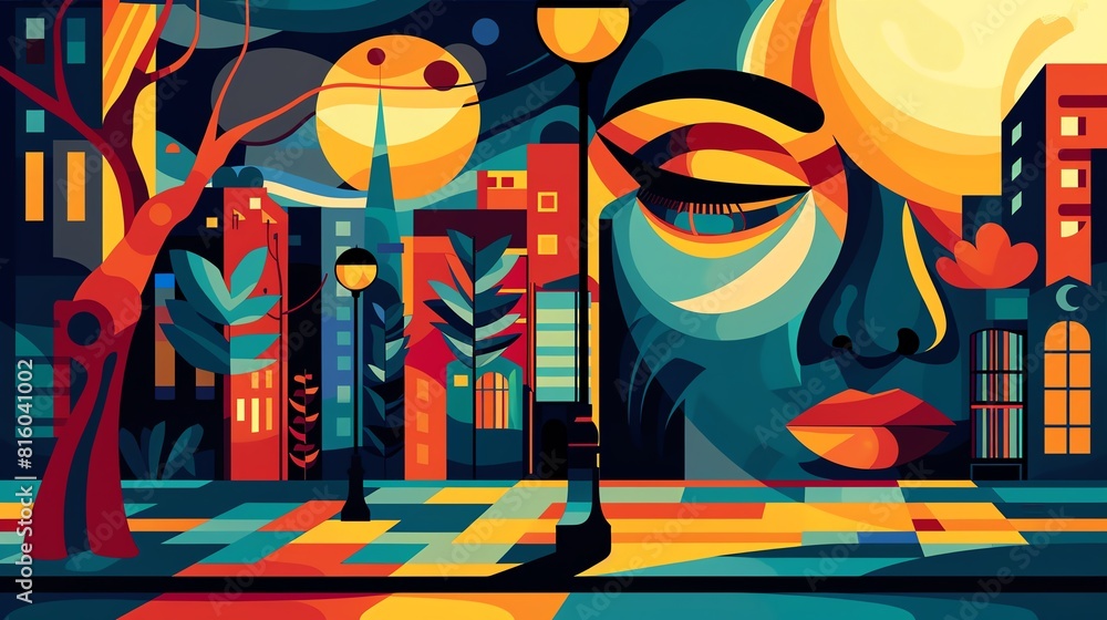 Street art flat design side view cultural theme animation Triadic Color Scheme Street art flat design side view cultural theme animation Triadic Color Scheme