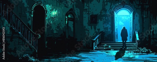 A paranormal scene set in an abandoned mansion, where the echoes of tortured souls linger in the shadows, haunting all who dare to enter. illustration.