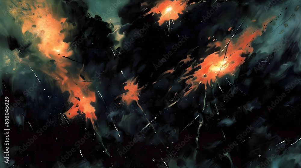 custom made wallpaper toronto digitalBomb explosion, clouds of black smoke and fire in  gouache style. Flat lay illustration of abstract boom explode effect. Design for military operations, catastrophes, war games, ads.