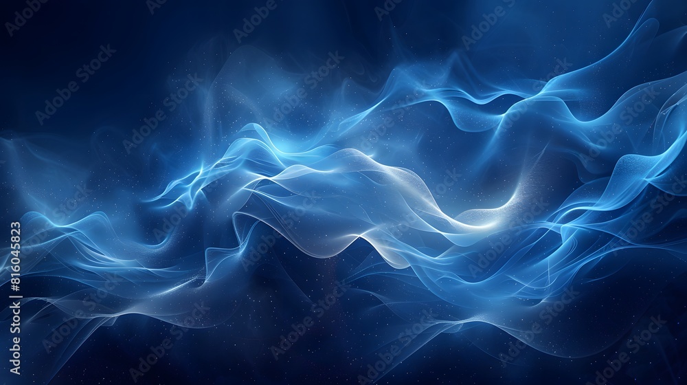Fototapeta premium Close up of blue and black background with swirling smoke wave