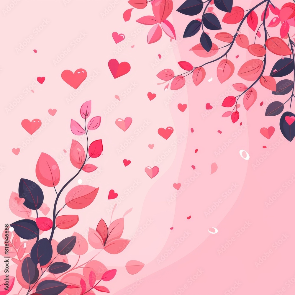 Pink background flat design side view Valentines Day theme cartoon drawing vivid Pink background flat design side view Valentines Day theme cartoon drawing vivid