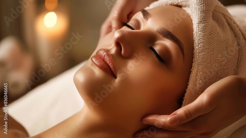 Facial treatment with cosmetic massage