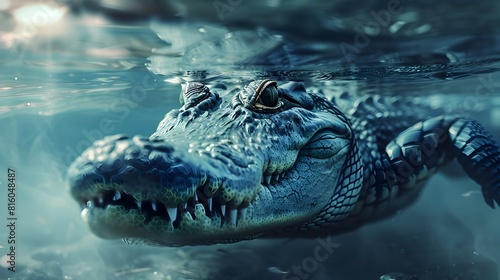 Wallpaper Mural Powerful Saltwater Crocodile Lurking Beneath Serene Water Surface Torontodigital.ca