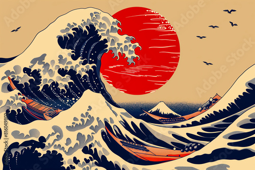 Background of japanese style wave pattern texture