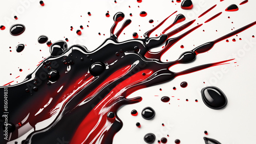 Red splashes of paint resembling blood drops on a white background, symbolizing love and romance with a grunge design