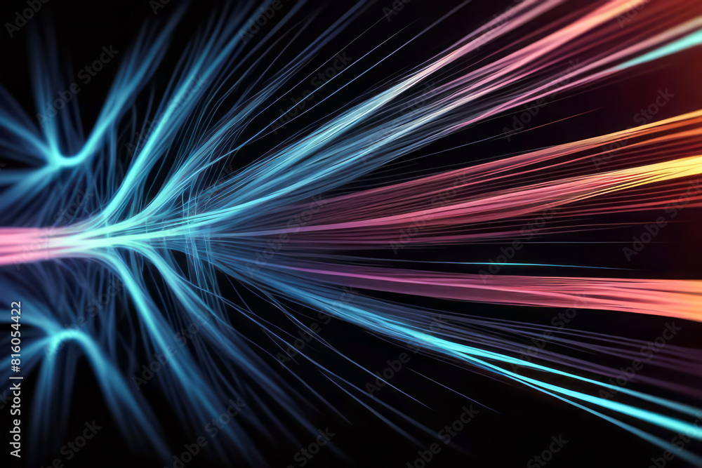 abstract colorful background with rays like high speed fiber optics, illustration electronic motion abstract colorful background with rays like high speed fiber optics, illustration electronic motion