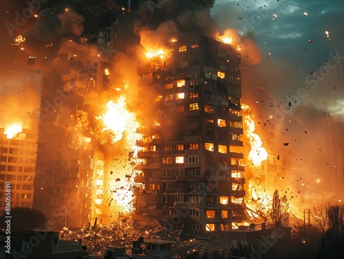 A building is on fire and there is a lot of smoke