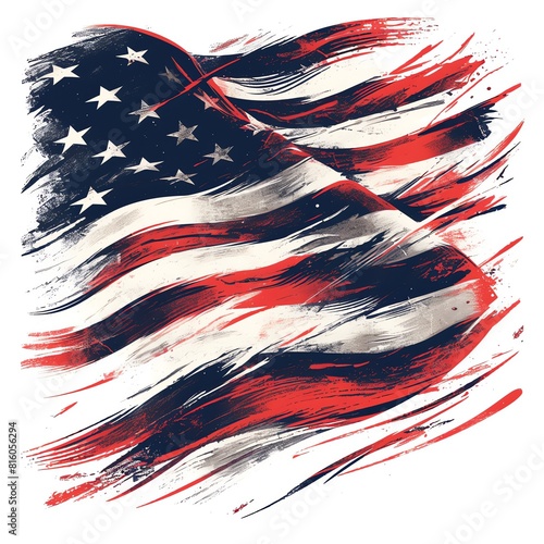 Obraz na płótnie Grunge american flag tshirt design for us memorial day - land of the free w salonie
