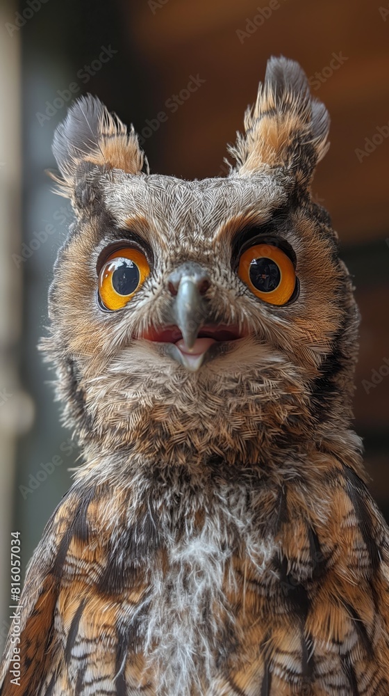 Owl headshot with closeup of face created by ai Owl headshot with closeup of face created by ai