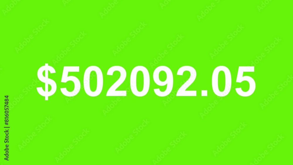 Finance counter US money, numbers increasing up to 100000, animation on green screen in 4K. Finance counter US money, numbers increasing up to 100000, animation on green screen in 4K.
