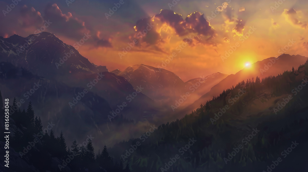 sunset in the mountains sunset in the mountains