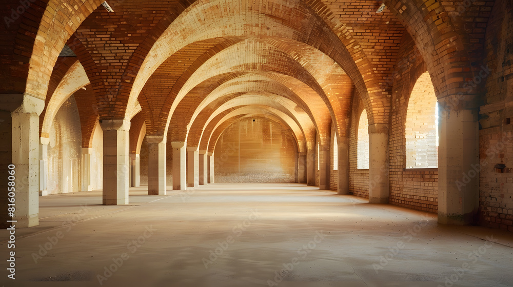 Archways in empty brick building : Generative AI Archways in empty brick building : Generative AI