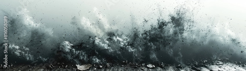 A horizontal banner featuring an abstract representation of dense fog and smoke. Created with Ai photo