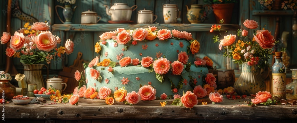 Naklejka premium Cake, Birthday Background