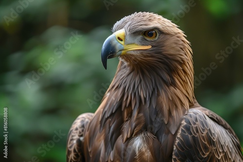 High-definition close-up of a golden eagle s head revealing its sharp gaze and detailed plumage