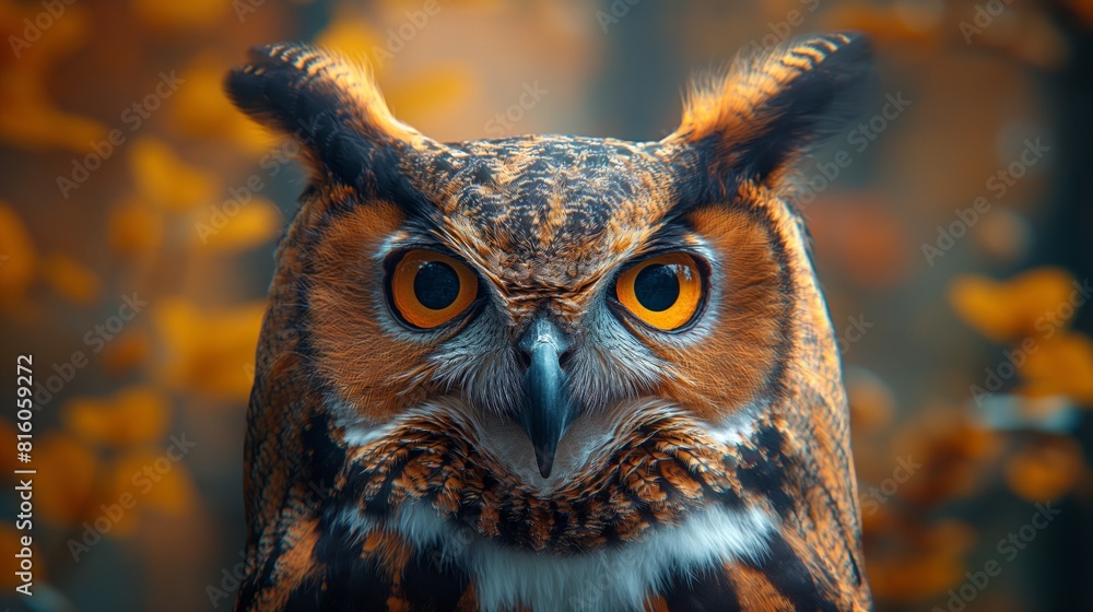 Owl headshot with closeup of face created by ai Owl headshot with closeup of face created by ai