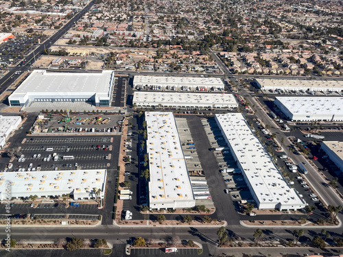 Aerial photo of warehouse and distribution centers near the Las Vegas International Airport