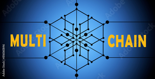 Illustration saying Multichain, which is a part of the blockchain concept