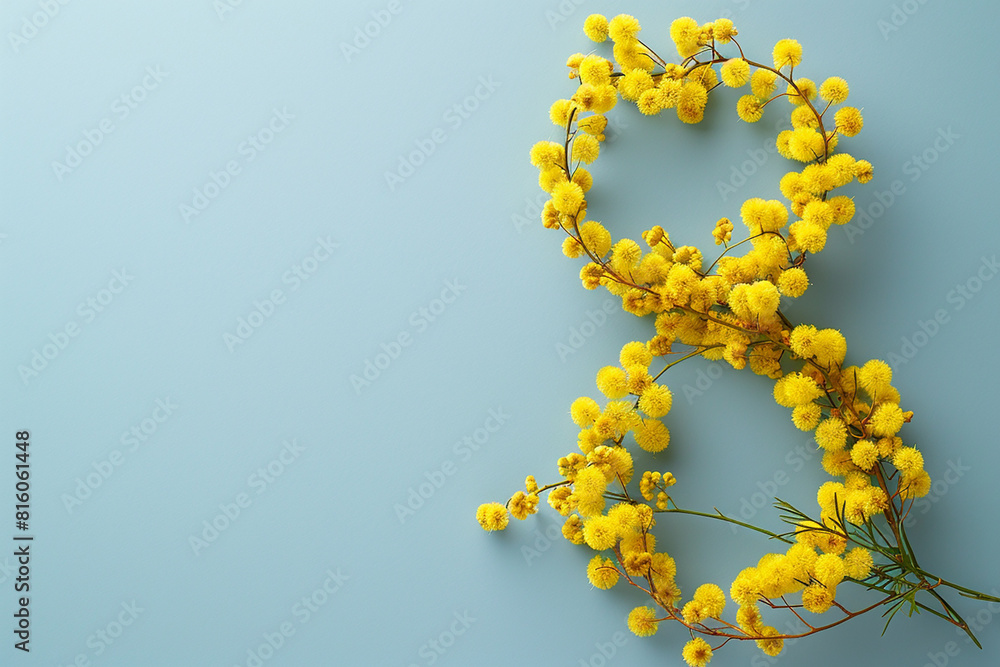 A bouquet of yellow flowers arranged in the shape of the number 8 A bouquet of yellow flowers arranged in the shape of the number 8