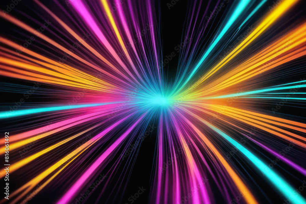 Fototapeta premium abstract colorful background with rays like high speed fiber optics, illustration electronic motion