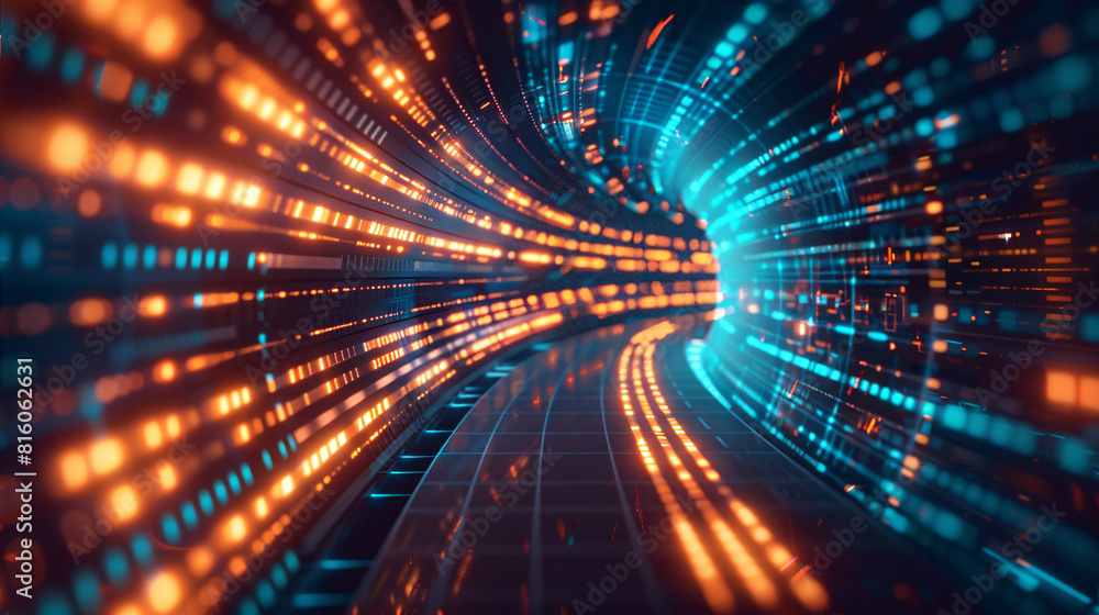 Futuristic technology abstract background with lines for network, big data, data center, server, internet, speed. Abstract neon lights into digital technology tunnel. 3D render Futuristic technology abstract background with lines for network, big data, data center, server, internet, speed. Abstract neon lights into digital technology tunnel. 3D render