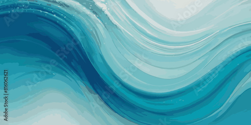 Vector watercolor ocean wave line blue and white background. Ocean sea art with natural template. Seamless soft blue ocean pattern wave water background.