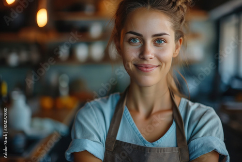 middle aged female chef standing confidently