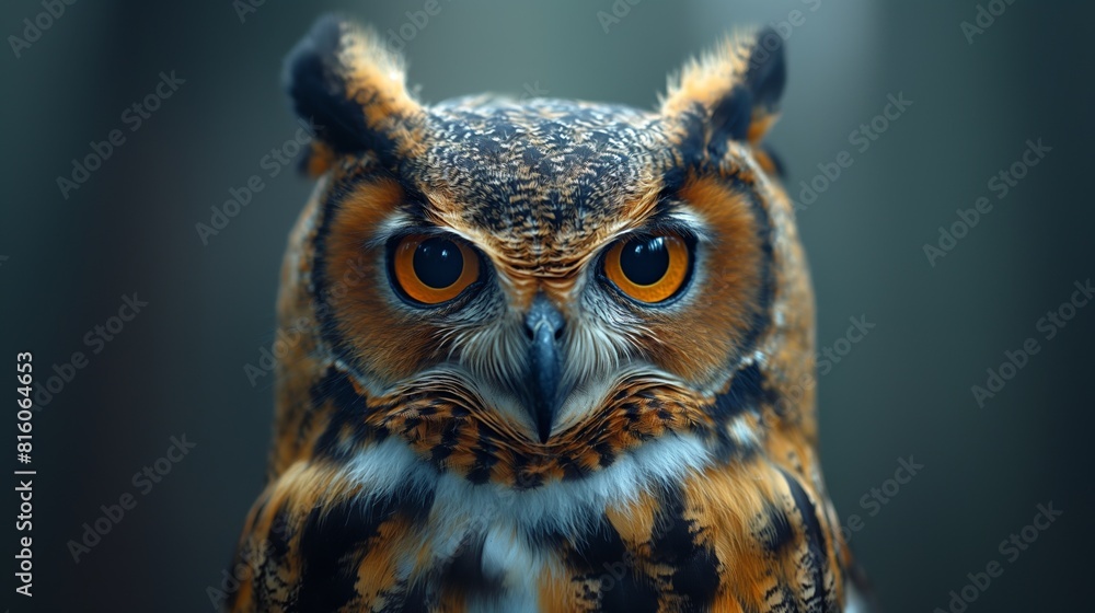 Owl headshot with closeup of face created by ai Owl headshot with closeup of face created by ai