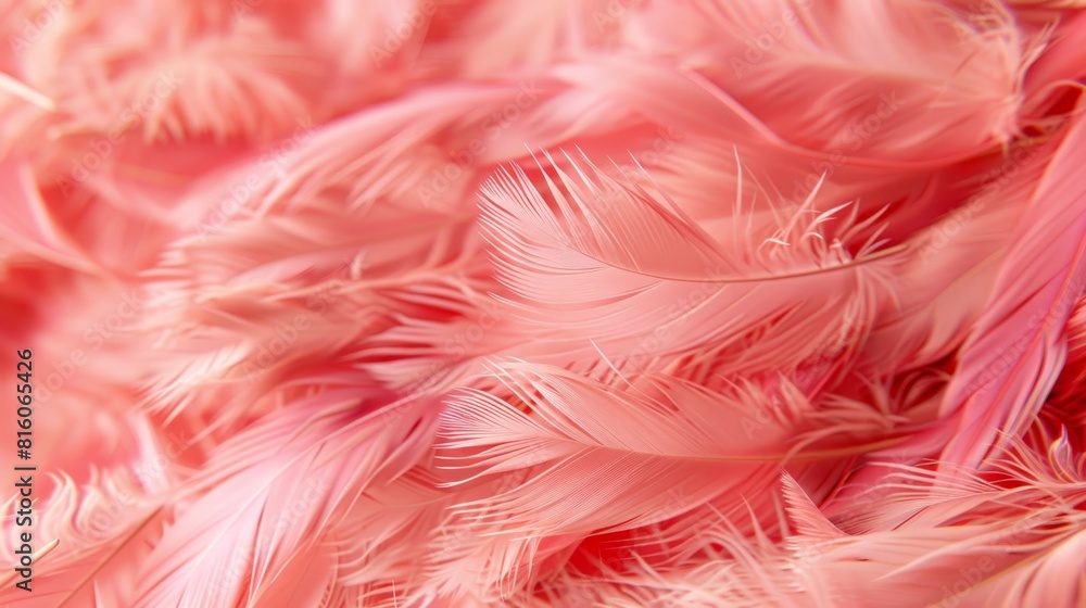  A close-up of pink feathers with a blurred bottom image and feathers' bottom