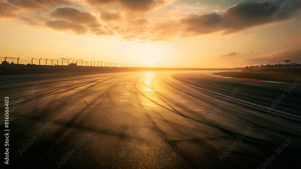 Empty race track and sky nature landscape at sunrise : Generative AI Empty race track and sky nature landscape at sunrise : Generative AI