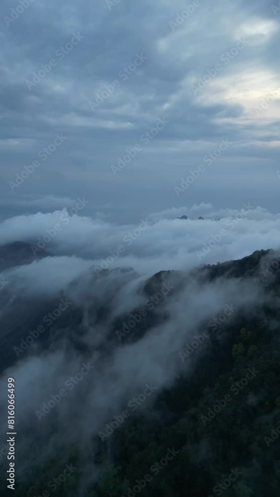 Aerial video above the clouds above the scenery of Fenqihu Taiwan town Aerial video above the clouds above the scenery of Fenqihu Taiwan town