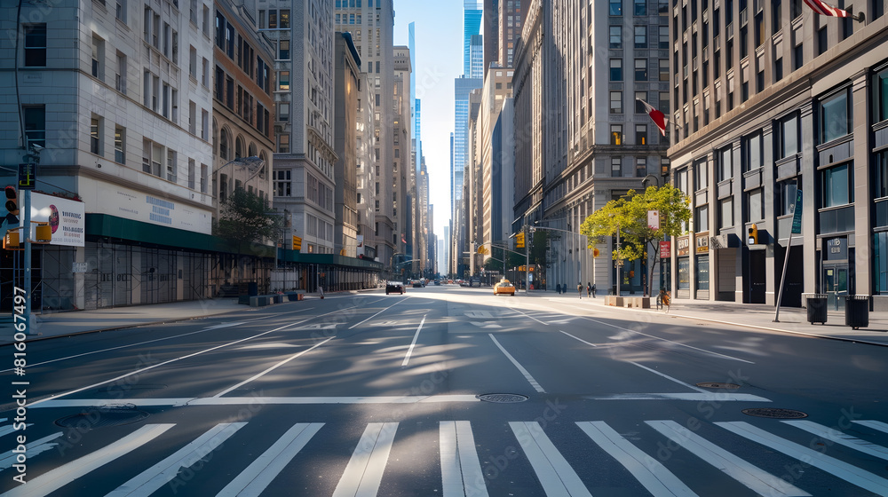 Empty streets with no people at the intersection of 23rd and 5th Avenue in Manhattan New York City : Generative AI Empty streets with no people at the intersection of 23rd and 5th Avenue in Manhattan New York City : Generative AI