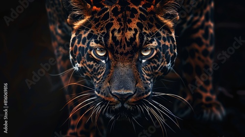  A tight shot of a leopard s eye  lit against a dark backdrop  revealing just that intense gaze