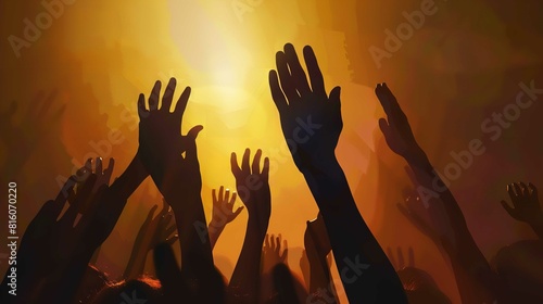 Christian Worship - Young People Silhouette Lifting Hands