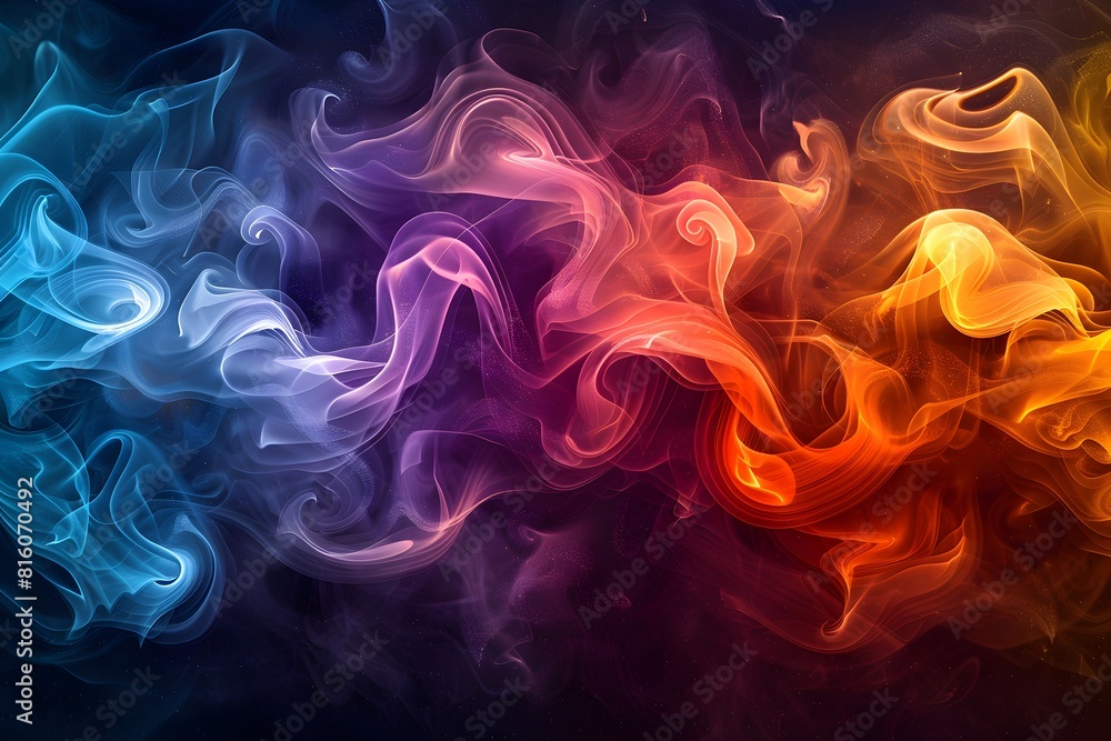 Fototapeta premium Close up of vibrant smoke on black background
