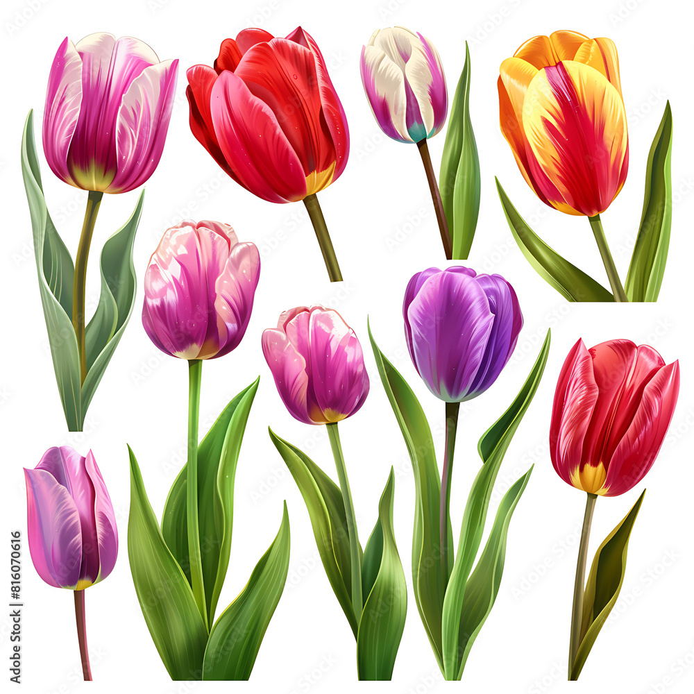 bouquet of tulips on a transparent background PNG