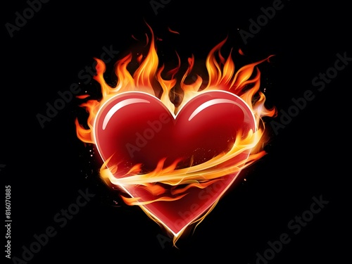 Ethereal fire swirling around a heart in captivating detail